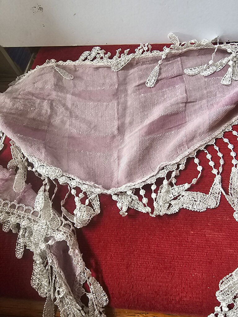 Vintage Lace Trimmed Shawl