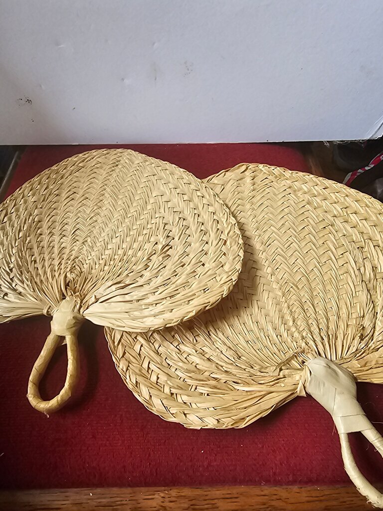 Woven Straw Hand Fan Set