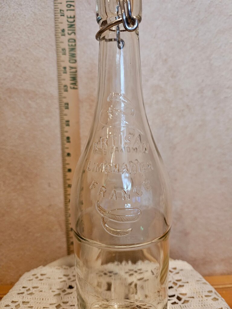 Vintage Artisan Limonade Aux Extraits Naturels De Citron Glass Bottle France Wire Bale Stopper