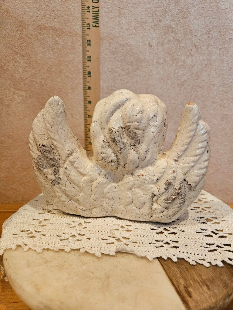 Resting Angel Plaster Resin Off White Vintage Finish Garden Cherubic Angel Figurine