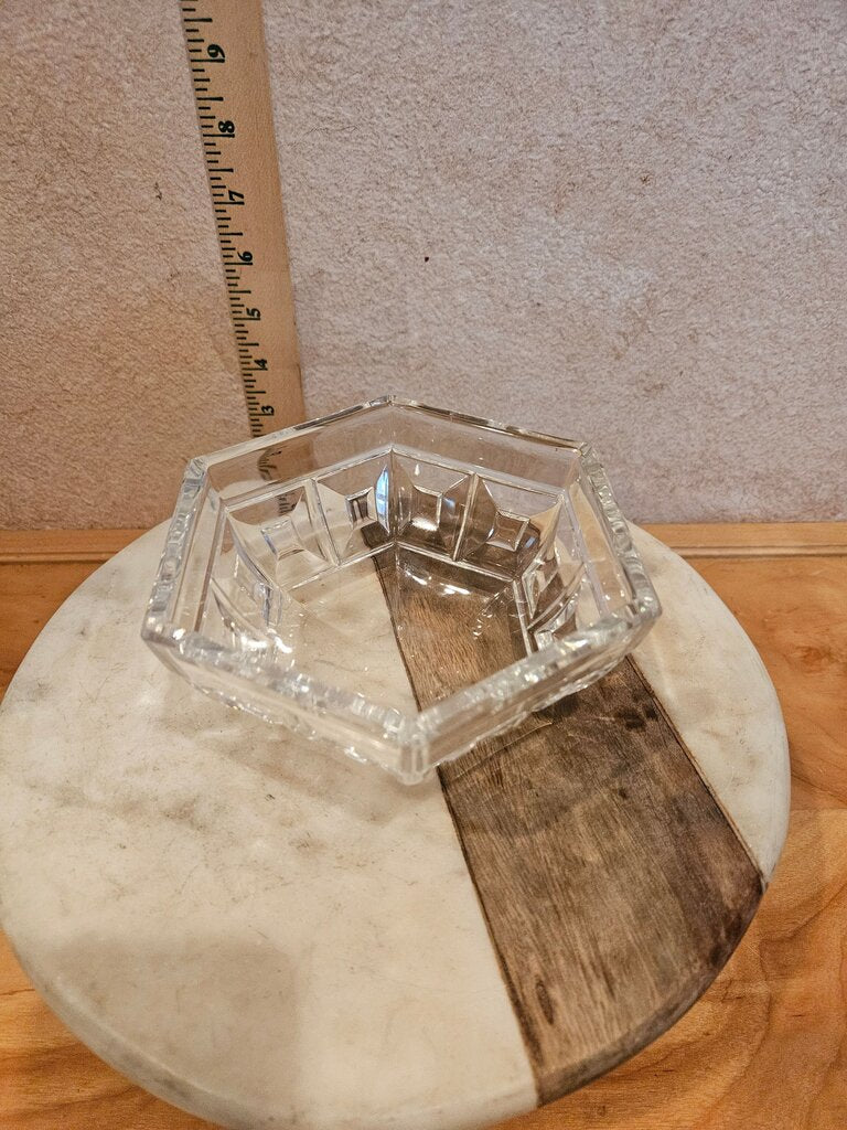 Vintage Rosenthal Domus Crystal Glass Hexagon 5" Bowl Germany
