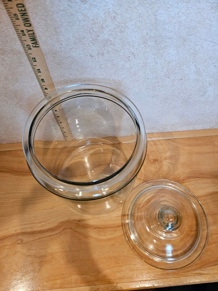 VINTAGE LARGE STORE COUNTER DISPLAY GLASS CANISTER JAR W/COVER Glass Storage Jar w Lid 2 Gal