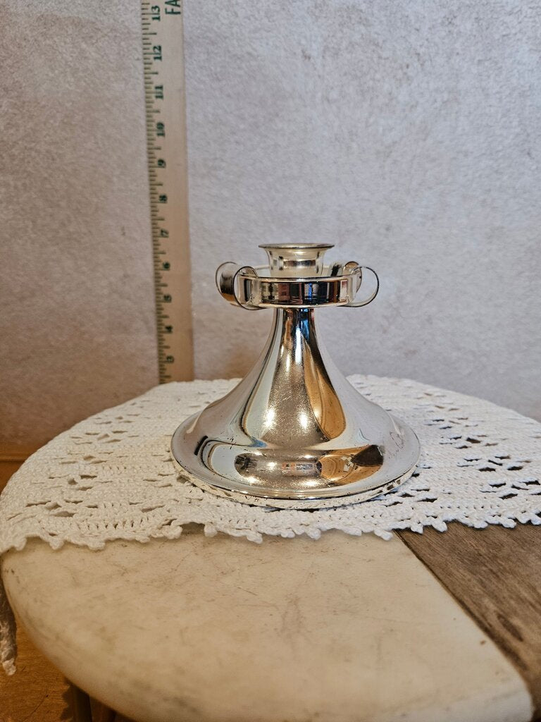 Vintage Silver-Plated Candle Holder w unique ornate scroll designs