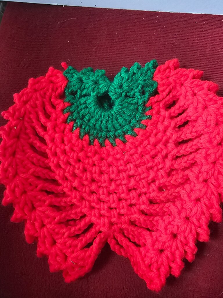 Hand-Crocheted Strawberry-Shaped Hot Pad