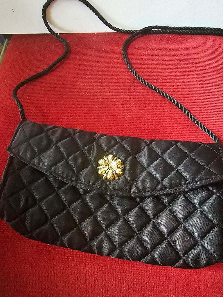 Vintage Black Quilted Crossbody Bag