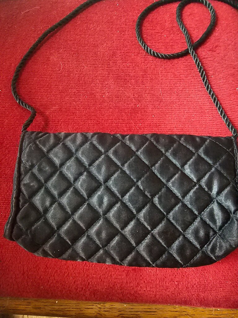 Vintage Black Quilted Crossbody Bag