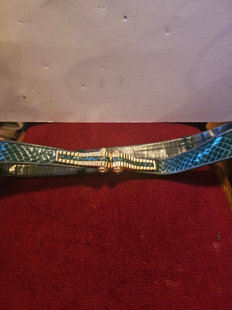 Judith Leiber Green Python Belt