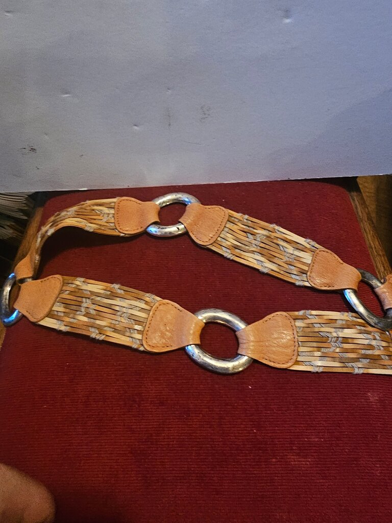 Stylish Woven Belt with Metal Rings