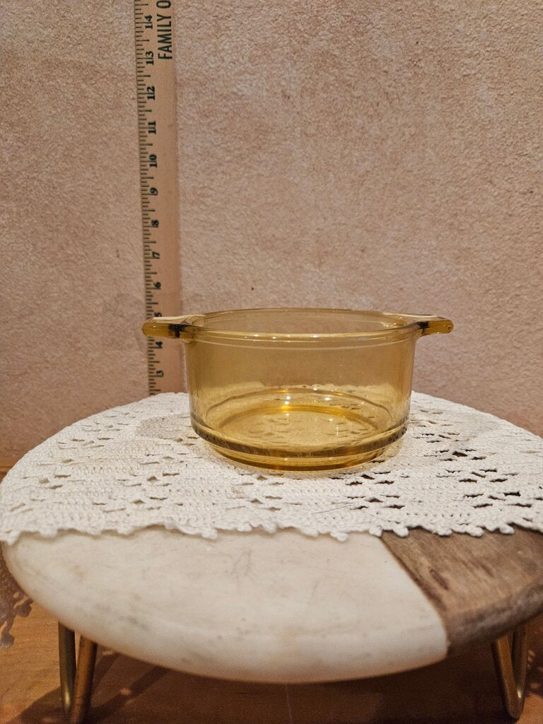 Vintage Set 6 Amber Glass Dynaware Pyr-O-Rey 4.5" Yellow Amber Casserole Dish/Bowls Mexico