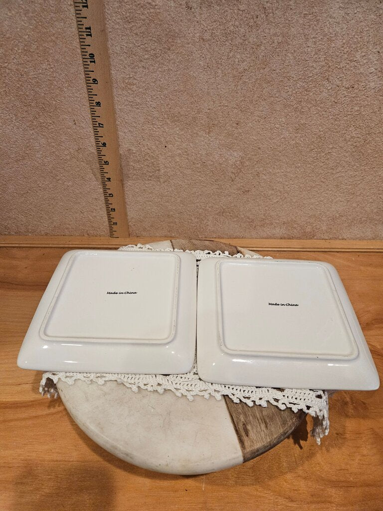 Vintage Set of Tea Serving Mini Trays Happy Easter Bunny Plates cookies sweets cupcake display