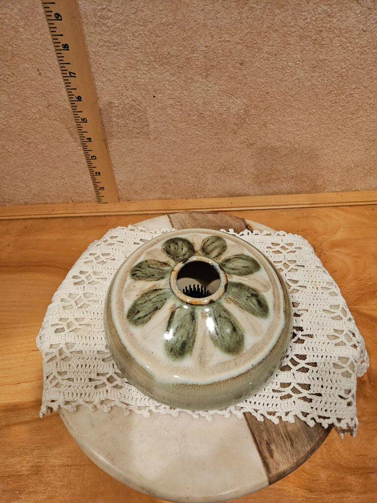Vintage Signed Studio Pottery Stoneware Flower Frog - Metal Pin Flower Frog Flower Vessel Vase Display