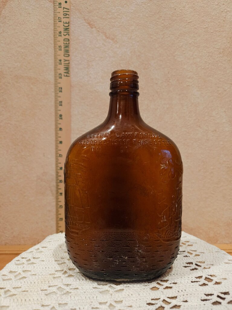 Antique Amber Glass Bottle George Washington Whiskey collector bottle