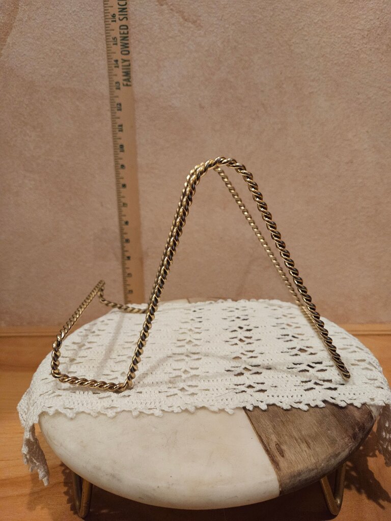 Vintage twisted Gold Metal Plate Stand book holder cookbook display