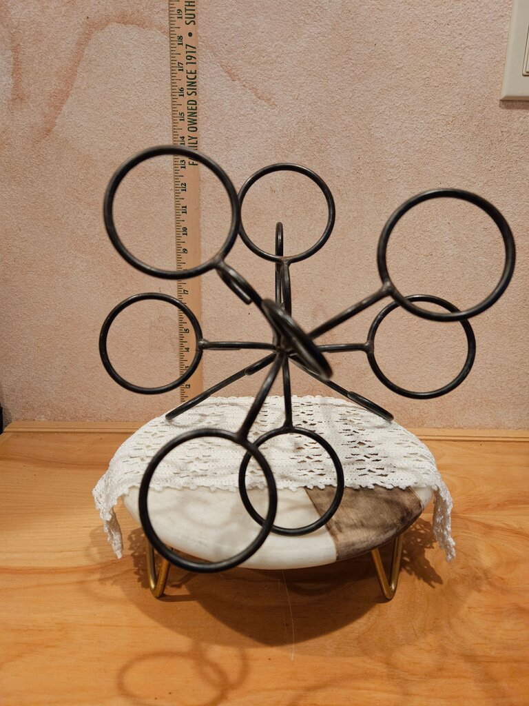 Vintage Black Metal Terrace Caddy Server / Votive / plant stand