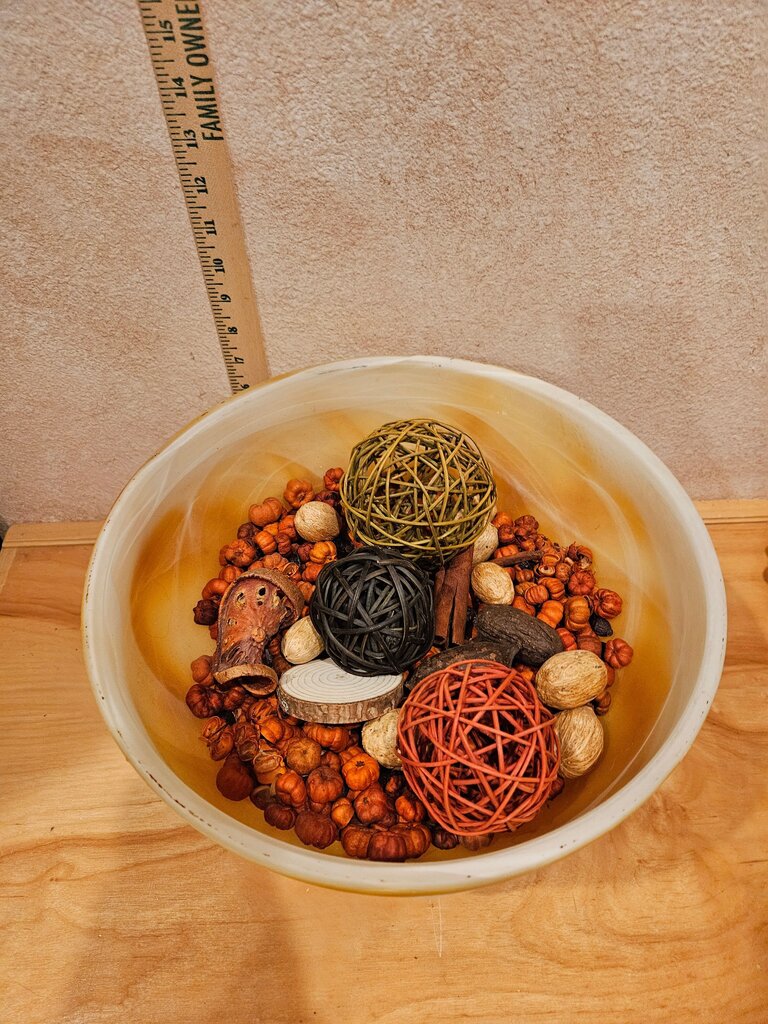 Decorative Bowl with Nuts and Orbs