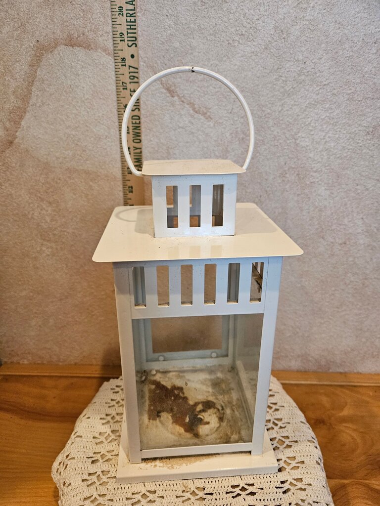 Rustic White Decorative Block Lantern Candle holder indoor/outdoor table decor farmhouse wedding