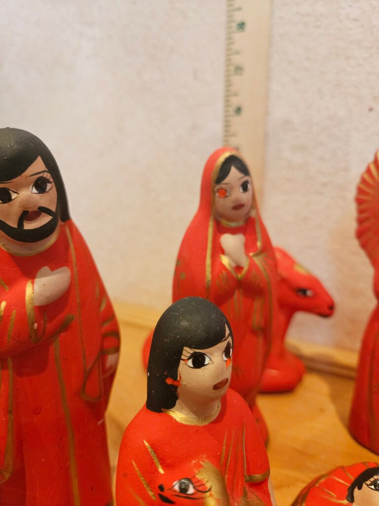 VTG Mexican Nativity 14 Pc Mexico Folk Art Hand Painted Figures Traditional Hand-Painted Nativity Figurines Set