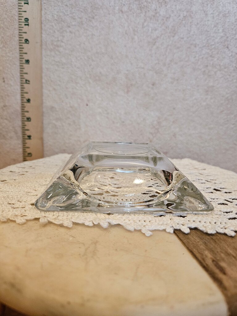 Vintage Clear Square Glass Ashtray