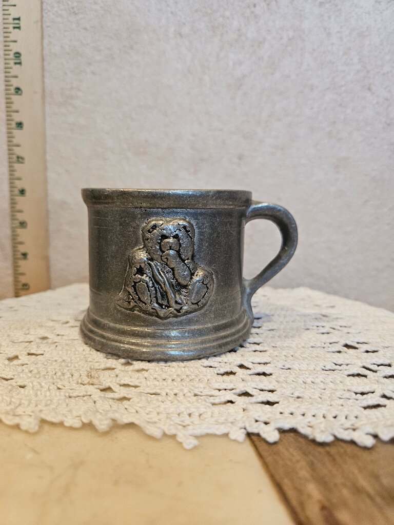 Vintage Pewter Child Size Bear Mug