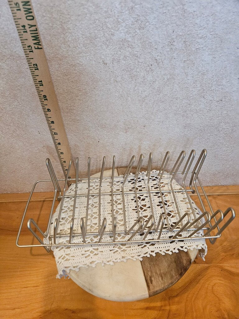 Vintage Media Rack / Mid Century Modern Chrome Retro Wire Dish Drying Display Book Holder