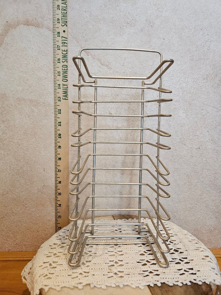 Vintage Media Rack / Mid Century Modern Chrome Retro Wire Dish Drying Display Book Holder