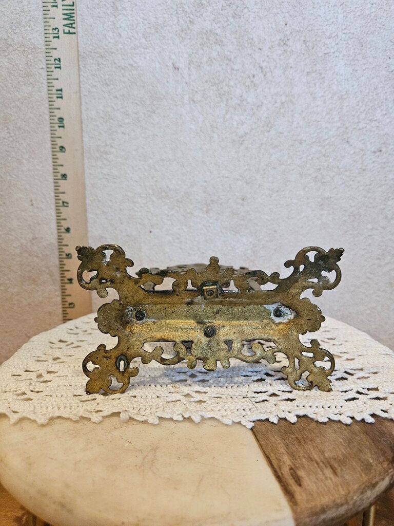 Antique Brass Call Bell Stand Victorian style Ornate Art Nouveau gong Very Hard to find