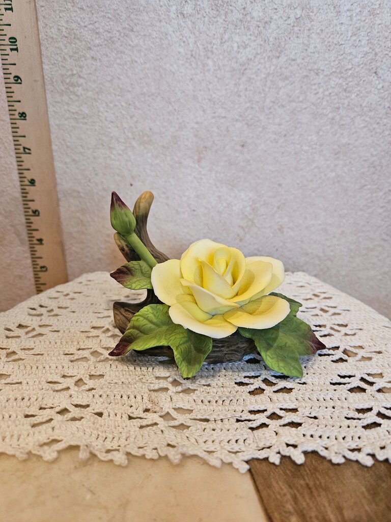 VINTAGE Handcrafted Porcelain Rose Blossom Display Flower