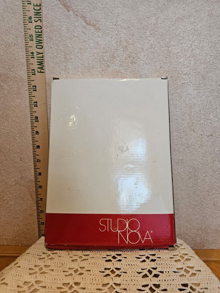 NOS! Studio Nova Holiday Swirl Sweet Dish Clear Glass Red Accent Made In Germany