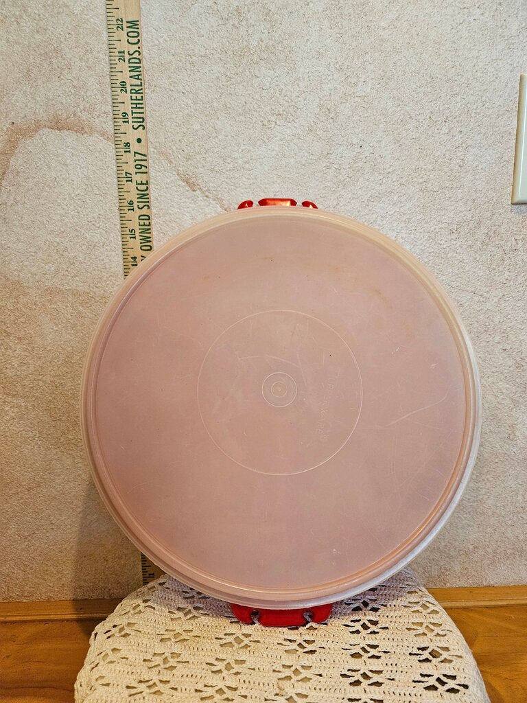 Vintage 1970’s Tupperware Red Divided Serving Tray With Frosted White Lid - Collectible | Camping | Cottage | Picnic | Gift