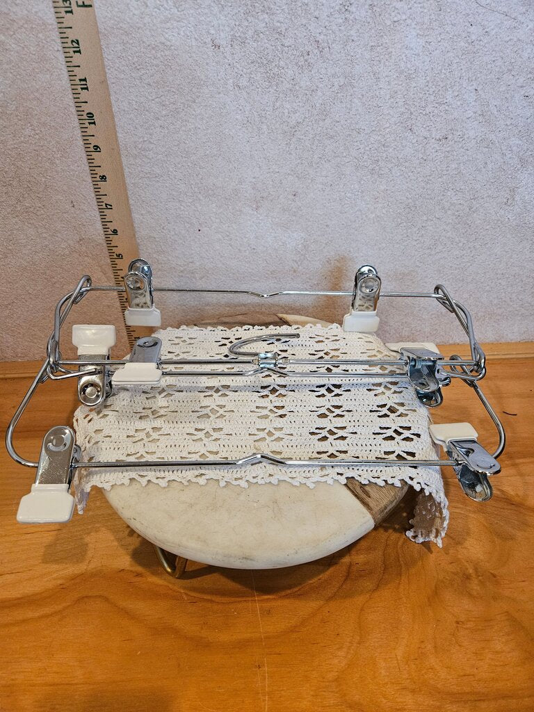 Doily Display, Herb Drying Hanging Rack Multi Teir Metal Clips Clothes Hanger Ties, scarves closet organizer Farmhouse 8 Clip