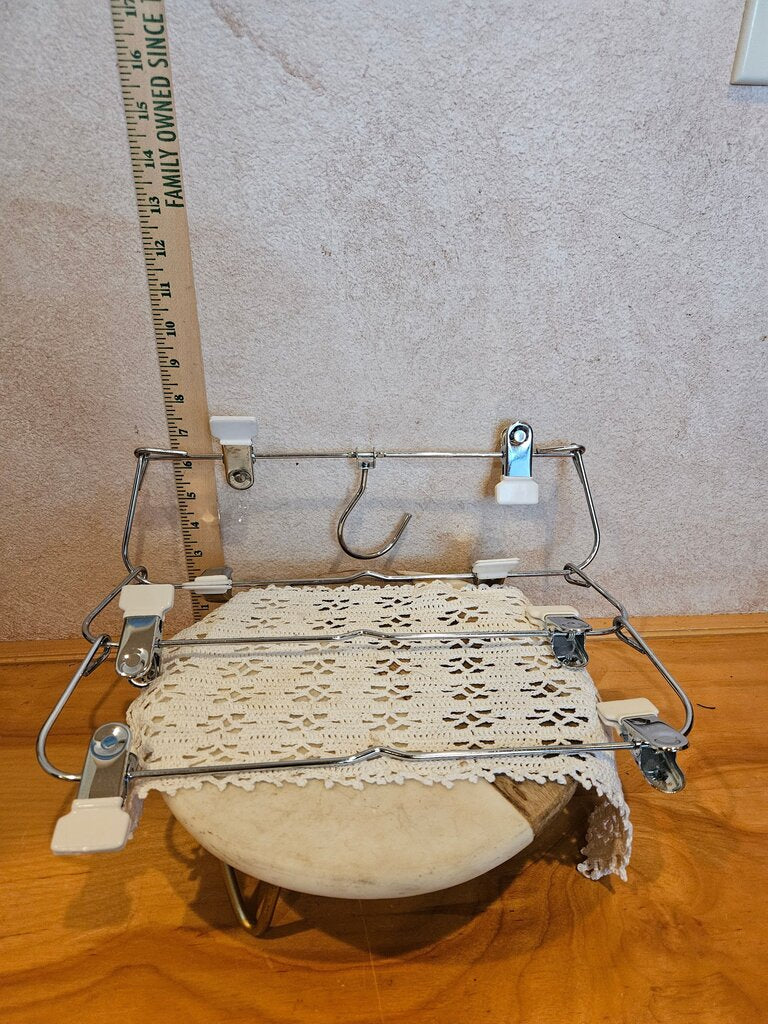 Doily Display, Herb Drying Hanging Rack Multi Teir Metal Clips Clothes Hanger Ties, scarves closet organizer Farmhouse 8 Clip