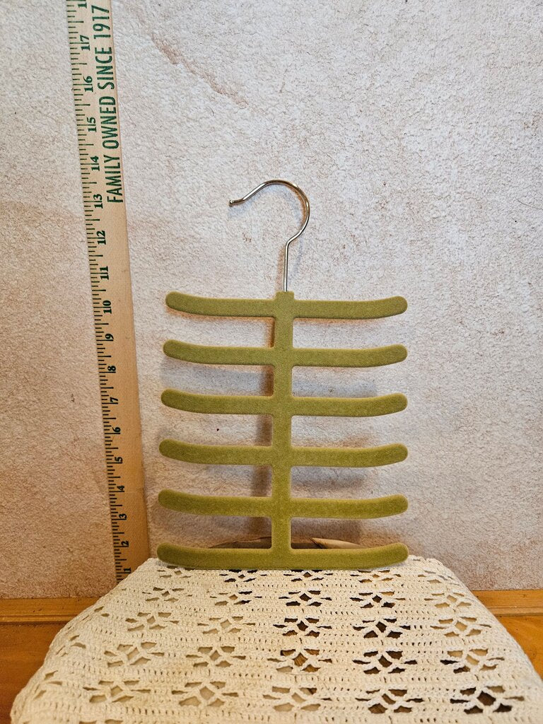 Olive Green Velvet Tie Belt Accessory Closet organizer Hanger
