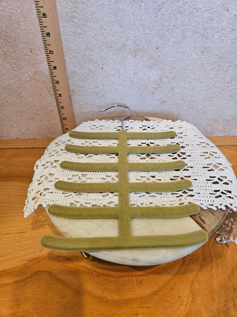 Olive Green Velvet Tie Belt Accessory Closet organizer Hanger