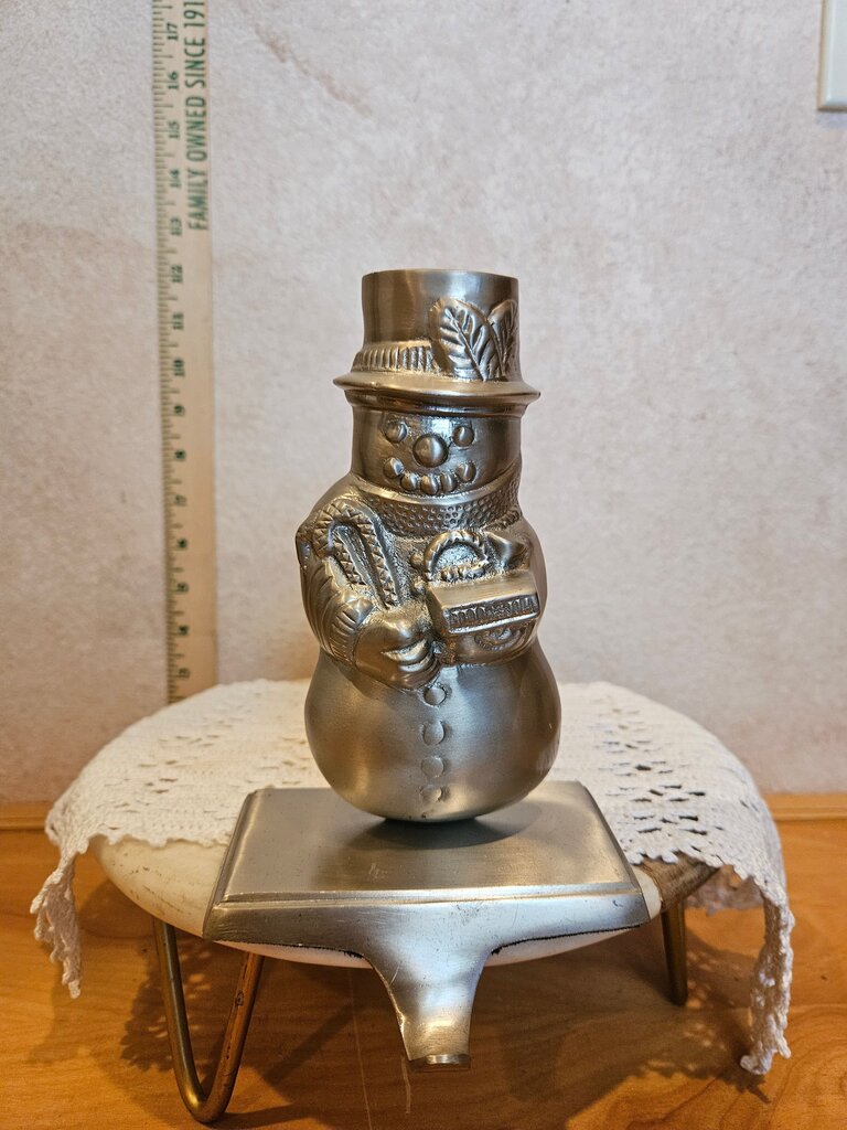 Pewter Snowman Stocking Holder w box classics solutions