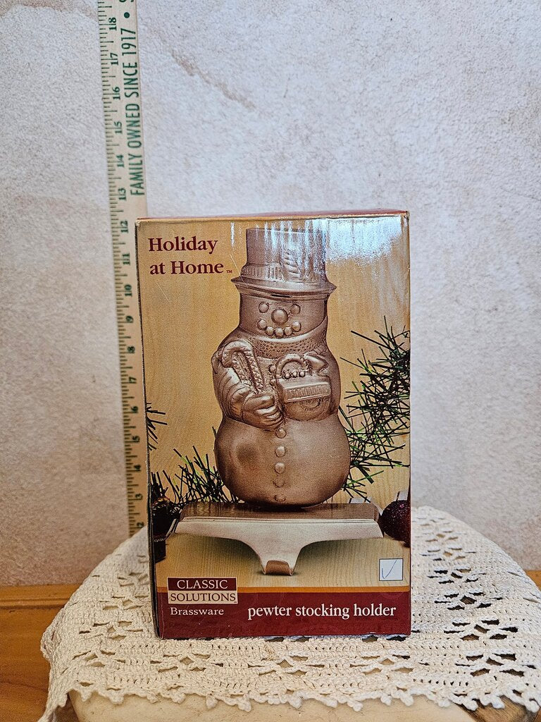 Pewter Snowman Stocking Holder w box classics solutions