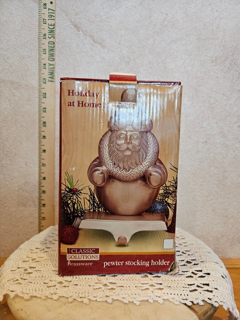 Christmas Snowman Santa Mantel Hook Stocking Holder Hangers Classic Solutions Pewter w box
