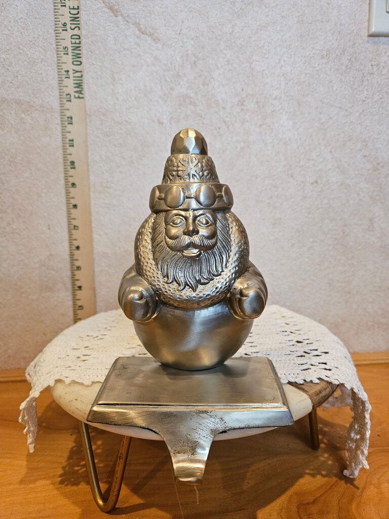 Christmas Snowman Santa Mantel Hook Stocking Holder Hangers Classic Solutions Pewter w box