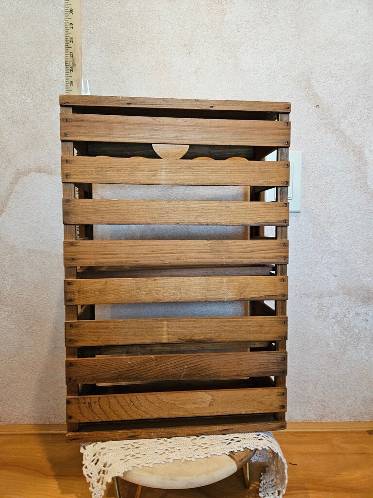 Wooden Decorative Storage Crate w Heart Cutout farmhouse adjustable shelf