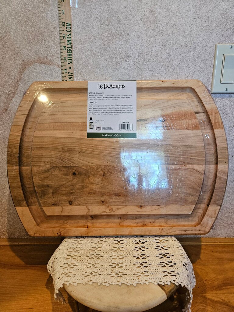 New in Package JK Adams X large Meat Carving Turnabout Board w juice catch indention Reversable double sided