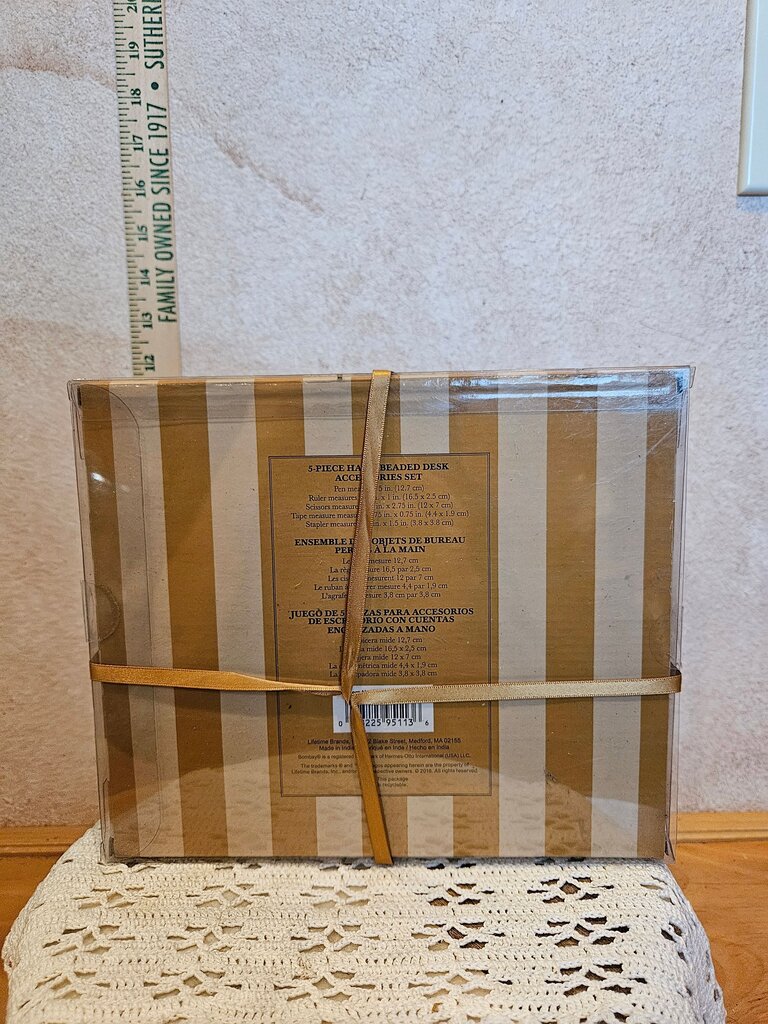 NIB New 5-Piece Hand-Beaded Desk Accessories Set Bombay