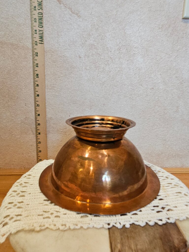 Vintage Copper pedestal Display Serving wide rimmed Bowl