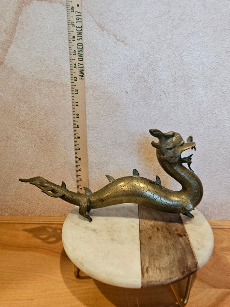 Vintage Chinese Brass Dragon Figure as is with broken feet see description