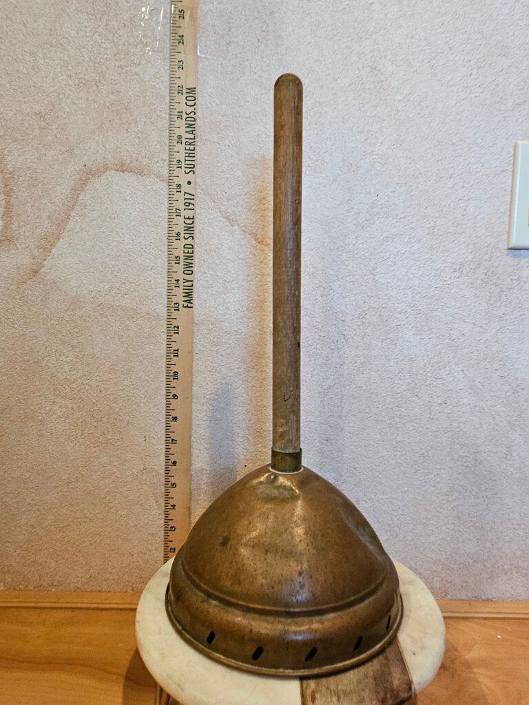 Vintage Copper wood handle Laundry Tub Agitator Washing Dolly Posser Tub Witch antique Copper Kitchen