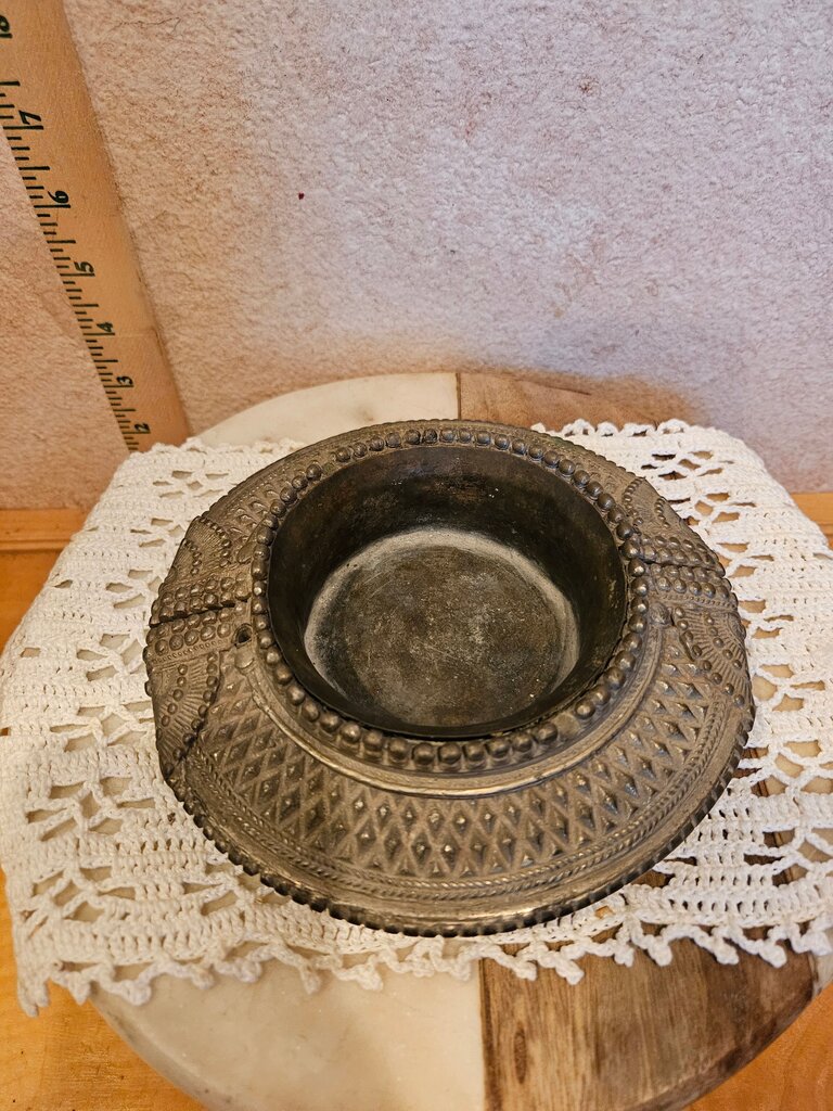 Antique African Omani Bronze Anklet / Ashtray 19th C. Brass Jewelry Converted Trinket Catchall Dish
