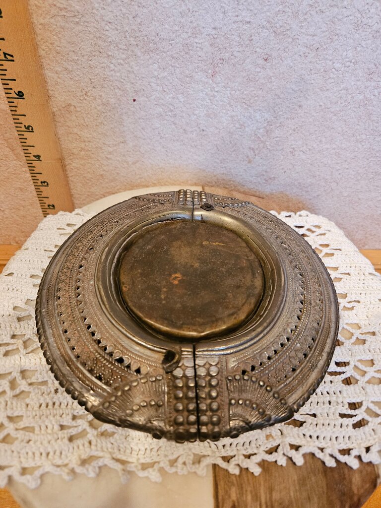 Antique African Omani Bronze Anklet / Ashtray 19th C. Brass Jewelry Converted Trinket Catchall Dish