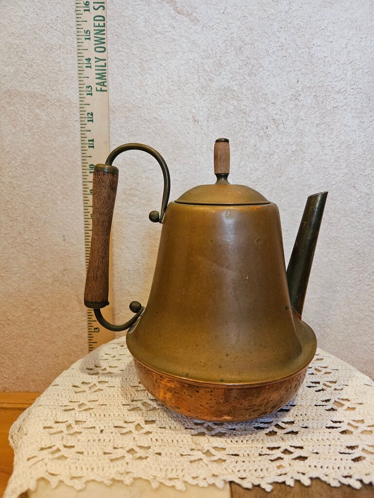 RARE Spartan Copper Teapot Coffee Pot Kettle Mid Century Vertical Handle