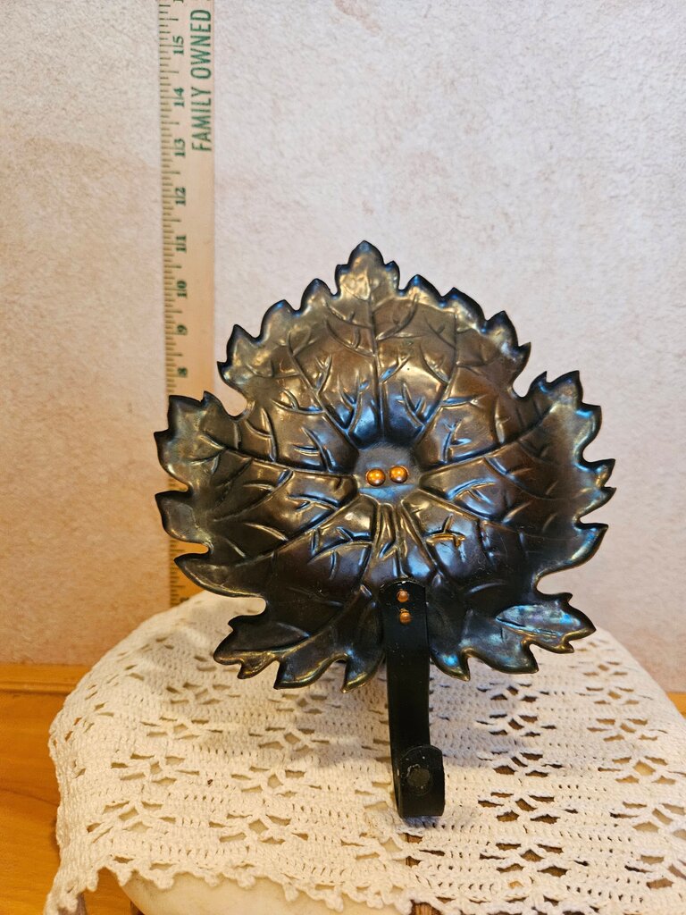 Vintage Hammered Copper Cast Iron Swinging Candle Holder Wall Table
