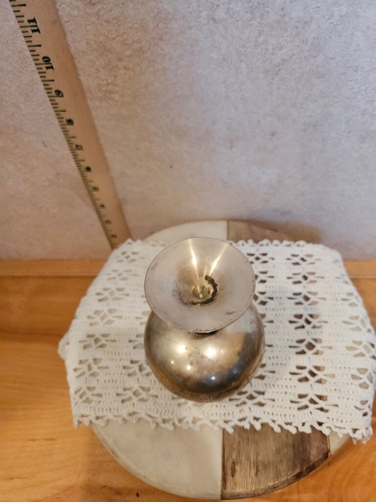 Vintage Floral Etched Brass Cognac Goblet / Altar Cup, Indian Ritual Wine Chalice Metal Drink vessel