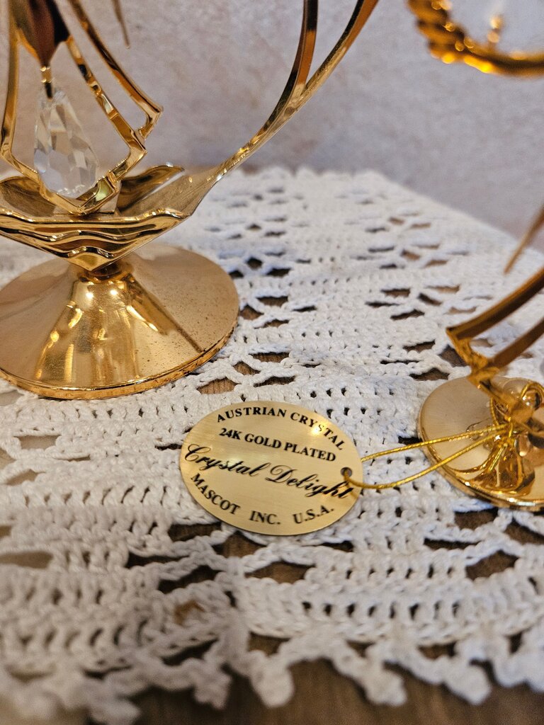 24K Gold Plated Austrian Crystal Angel hearts Set of 3