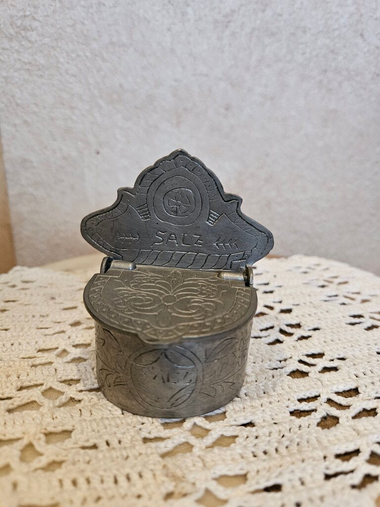 Antique Rare Viennese Austria Salt Cellar/box-Hinged “SALZ” Salt Holder/Cellar/Box with Hinged Lid